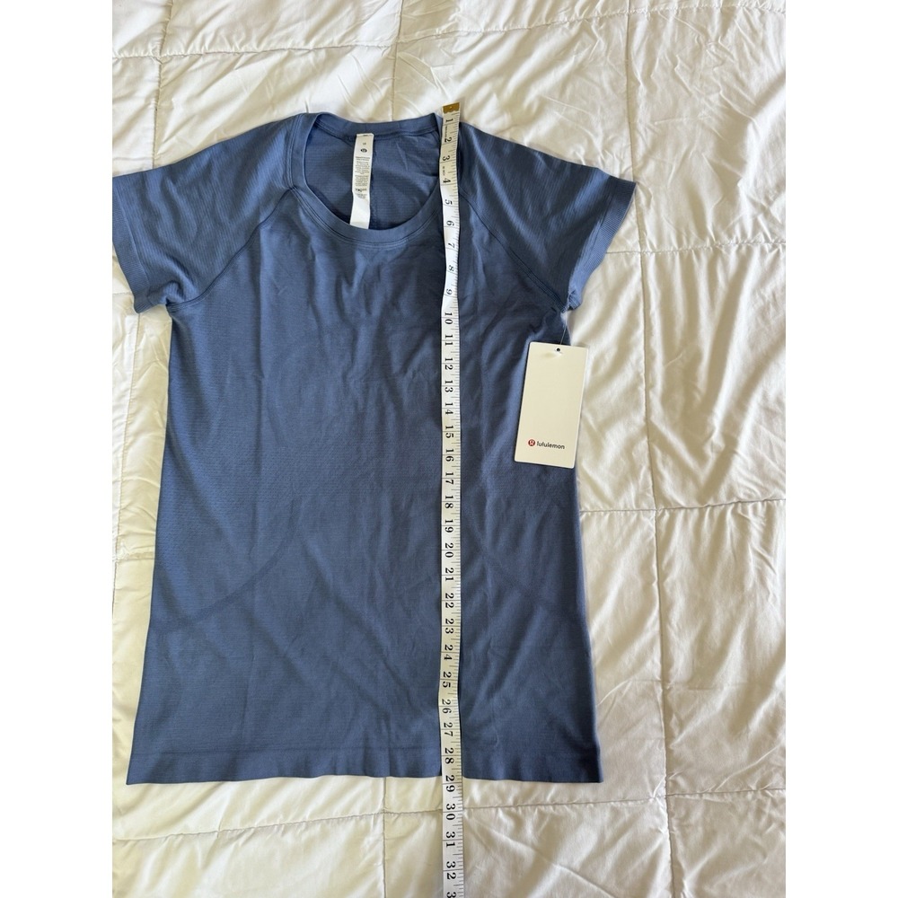 New Lululemon Swiftly Tech Short Sleeve 2.0 Sz 10 Oasis Blue Waist Length Yoga - Picture 5 of 8